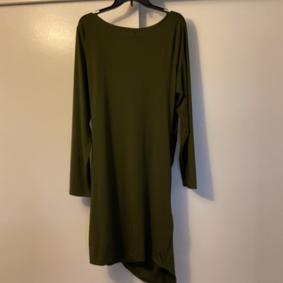 7. NWT Grace Karin Long Sleeve Cinched Waist Olive Green Dress Size 2XL - Picture 5 of 7